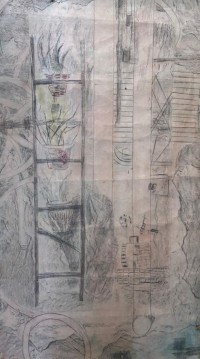 Amna Qamar, 03 x 06 Feet, Graphite, watercolours, embroidery, AC-AMQ-003